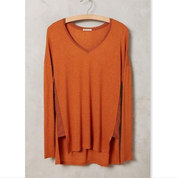 Anthropologie Tops - Anthropologie Bordeaux Ribbed dropped shoulder tee